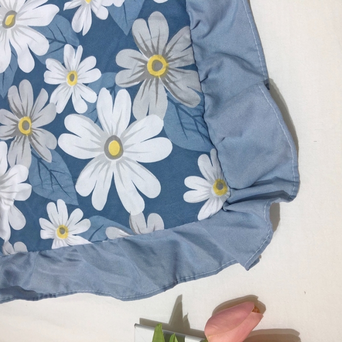 91家纺网 家纺一手货源 找家纺 润缦 2020新款超柔水洗棉夏被四件套 小雏菊蓝