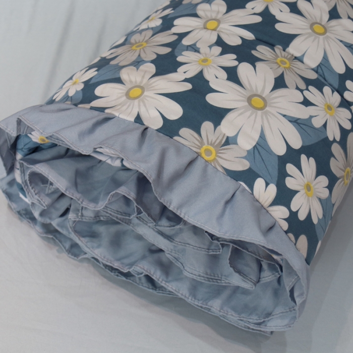 91家纺网 家纺一手货源 找家纺 润缦 2020新款超柔水洗棉夏被四件套 小雏菊蓝