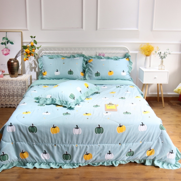 91家纺网 家纺一手货源 找家纺 润缦 2020新款超柔水洗棉夏被四件套 小南瓜