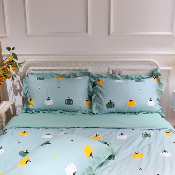 91家纺网 家纺一手货源 找家纺 润缦 2020新款超柔水洗棉夏被四件套 小南瓜