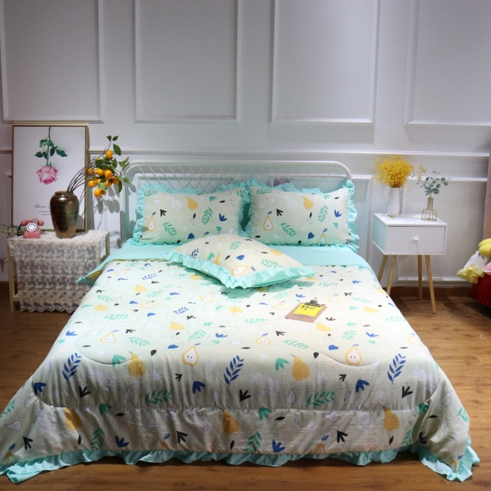91家纺网 家纺一手货源 找家纺 润缦 2020新款超柔水洗棉夏被四件套 小清新