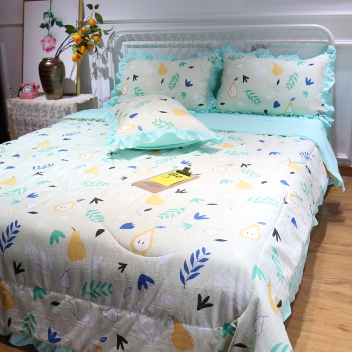 91家纺网 家纺一手货源 找家纺 润缦 2020新款超柔水洗棉夏被四件套 小清新