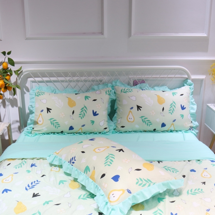 91家纺网 家纺一手货源 找家纺 润缦 2020新款超柔水洗棉夏被四件套 小清新