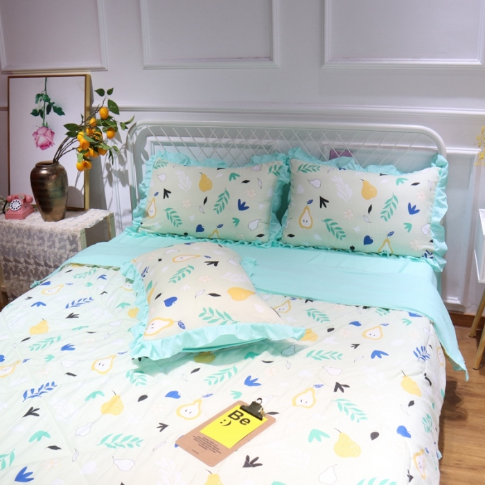 91家纺网 家纺一手货源 找家纺 润缦 2020新款超柔水洗棉夏被四件套 小清新
