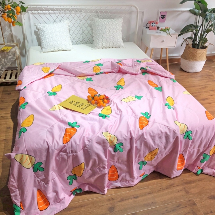 91家纺网 家纺一手货源 找家纺 润缦 2020新款纯棉全棉精梳棉夏被 胡萝卜粉