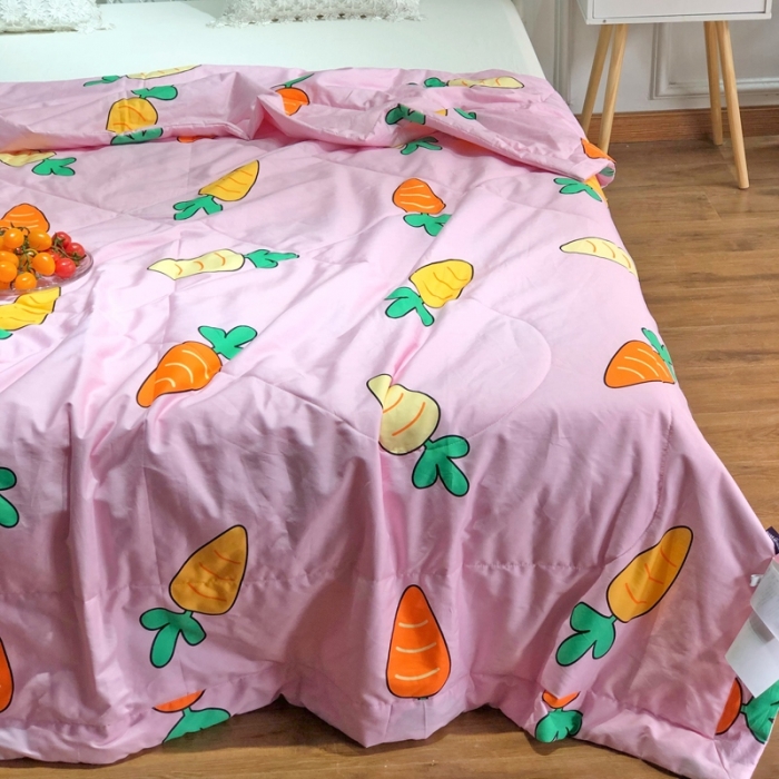 91家纺网 家纺一手货源 找家纺 润缦 2020新款纯棉全棉精梳棉夏被 胡萝卜粉