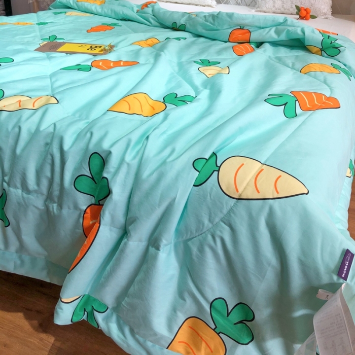 91家纺网 家纺一手货源 找家纺 润缦 2020新款纯棉全棉精梳棉夏被 胡萝卜水绿