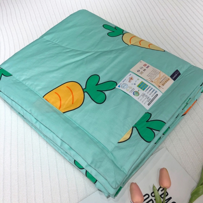 91家纺网 家纺一手货源 找家纺 润缦 2020新款纯棉全棉精梳棉夏被 胡萝卜水绿