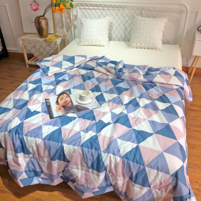 91家纺网 家纺一手货源 找家纺 润缦 2020新款纯棉全棉精梳棉夏被 菱格