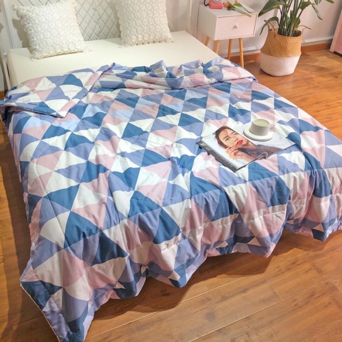 91家纺网 家纺一手货源 找家纺 润缦 2020新款纯棉全棉精梳棉夏被 菱格