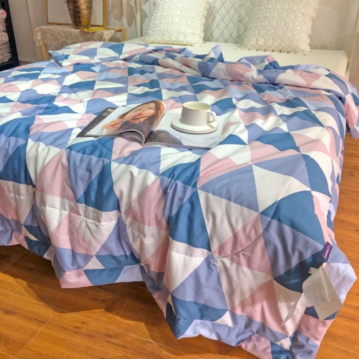 91家纺网 家纺一手货源 找家纺 润缦 2020新款纯棉全棉精梳棉夏被 菱格