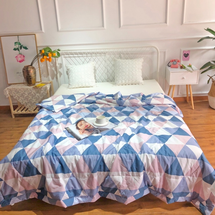 91家纺网 家纺一手货源 找家纺 润缦 2020新款纯棉全棉精梳棉夏被 菱格