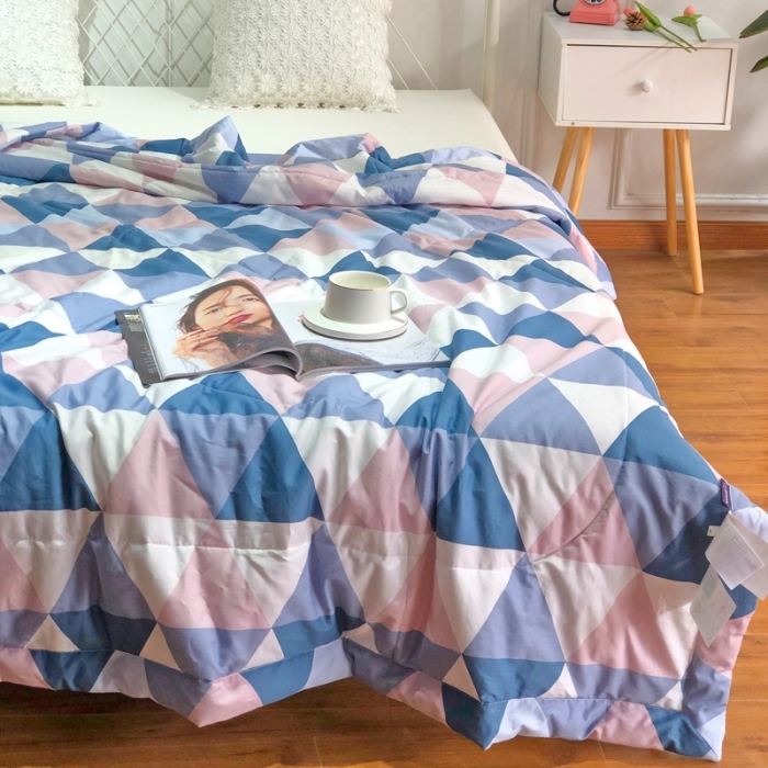 91家纺网 家纺一手货源 找家纺 润缦 2020新款纯棉全棉精梳棉夏被 菱格