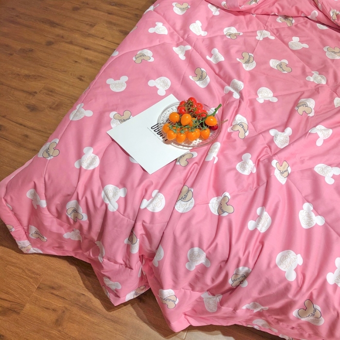 91家纺网 家纺一手货源 找家纺 润缦 2020新款纯棉全棉精梳棉夏被 米奇粉