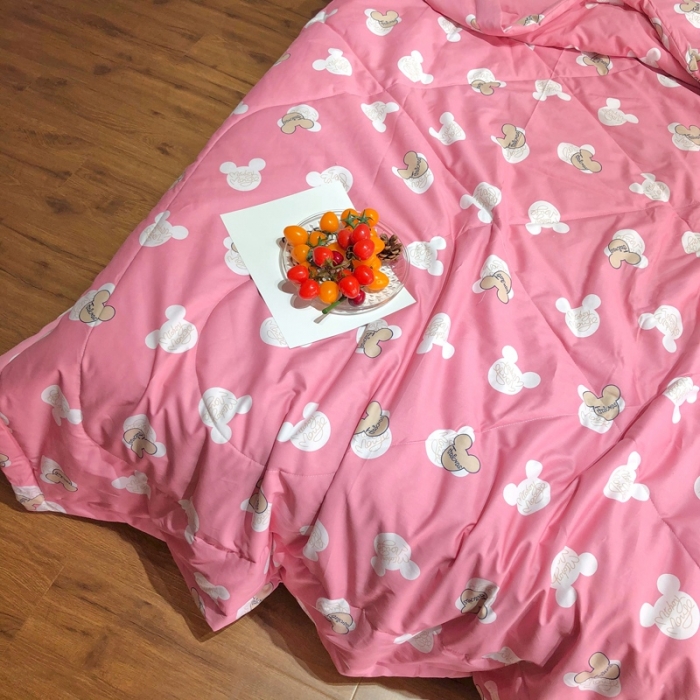 91家纺网 家纺一手货源 找家纺 润缦 2020新款纯棉全棉精梳棉夏被 米奇粉