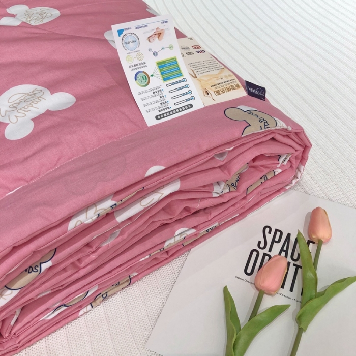 91家纺网 家纺一手货源 找家纺 润缦 2020新款纯棉全棉精梳棉夏被 米奇粉