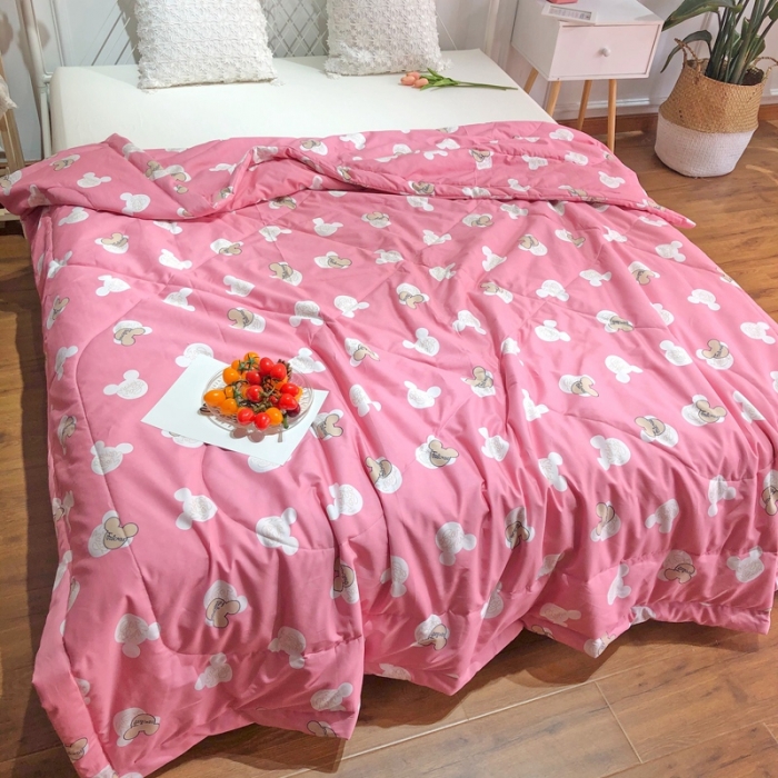 91家纺网 家纺一手货源 找家纺 润缦 2020新款纯棉全棉精梳棉夏被 米奇粉