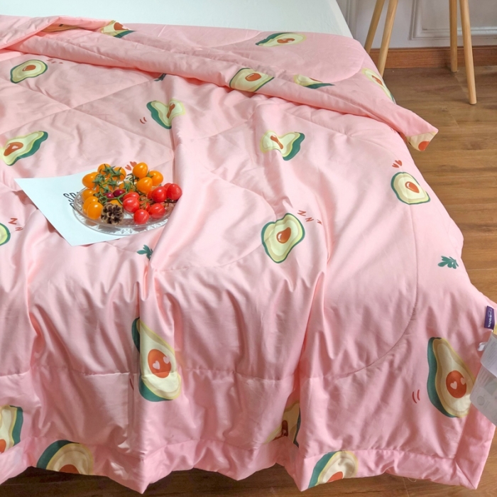 91家纺网 家纺一手货源 找家纺 润缦 2020新款纯棉全棉精梳棉夏被 牛油果粉