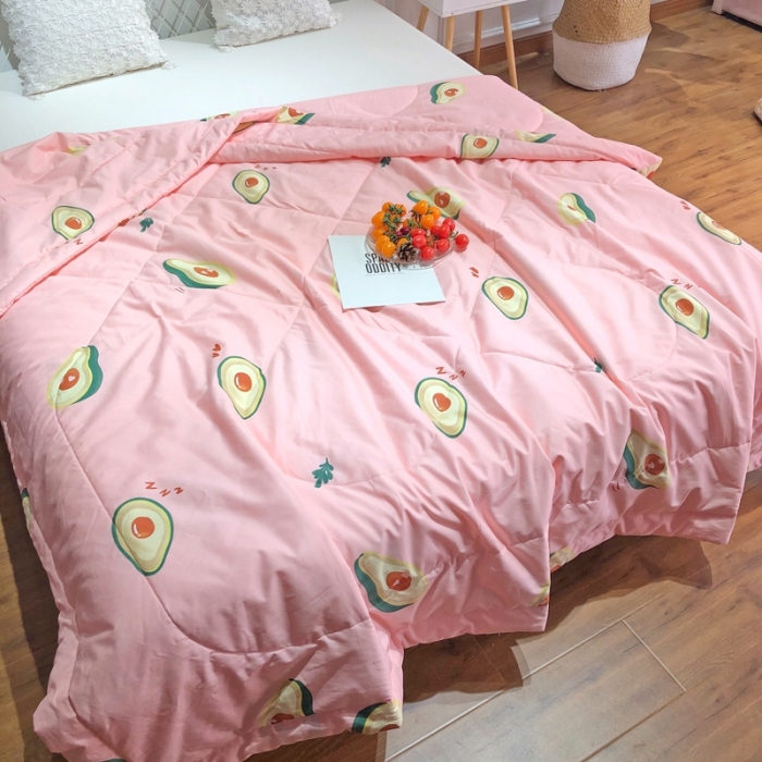 91家纺网 家纺一手货源 找家纺 润缦 2020新款纯棉全棉精梳棉夏被 牛油果粉