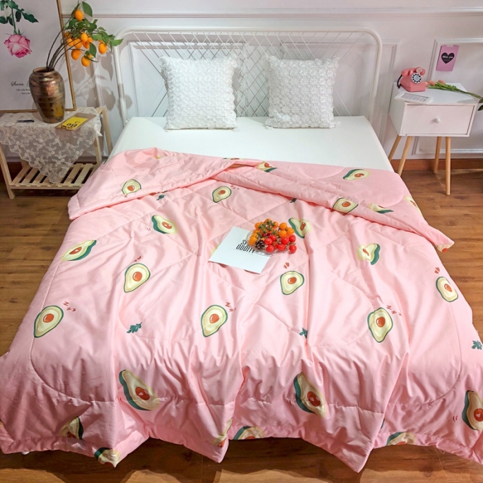 91家纺网 家纺一手货源 找家纺 润缦 2020新款纯棉全棉精梳棉夏被 牛油果粉