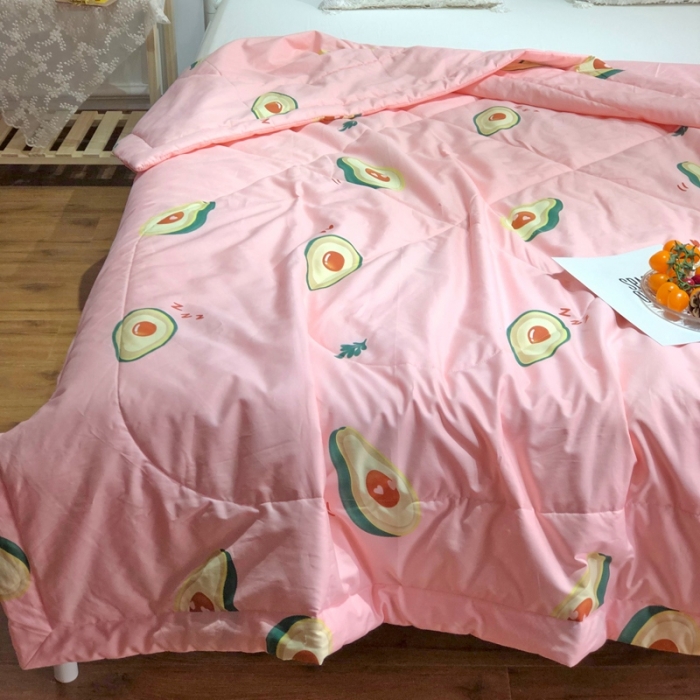 91家纺网 家纺一手货源 找家纺 润缦 2020新款纯棉全棉精梳棉夏被 牛油果粉