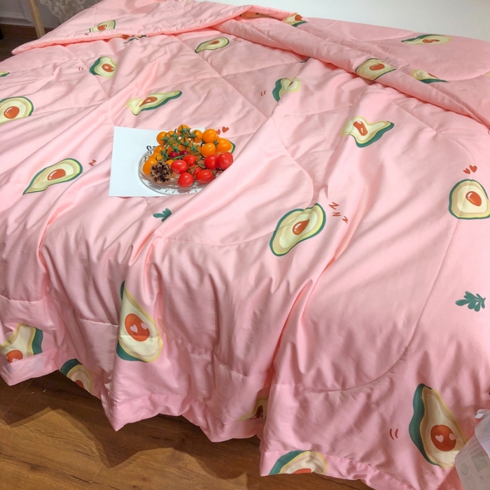 91家纺网 家纺一手货源 找家纺 润缦 2020新款纯棉全棉精梳棉夏被 牛油果粉