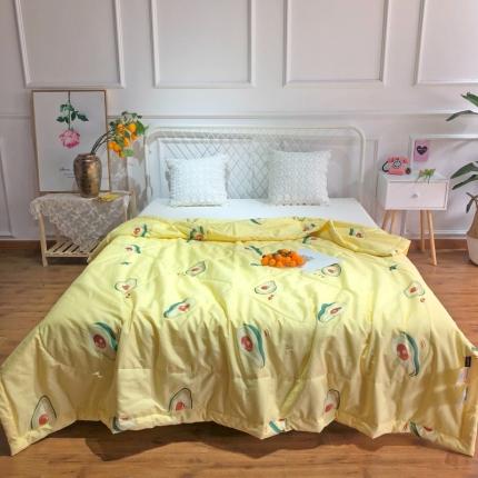 润缦 2020新款纯棉全棉精梳棉夏被 牛油果黄