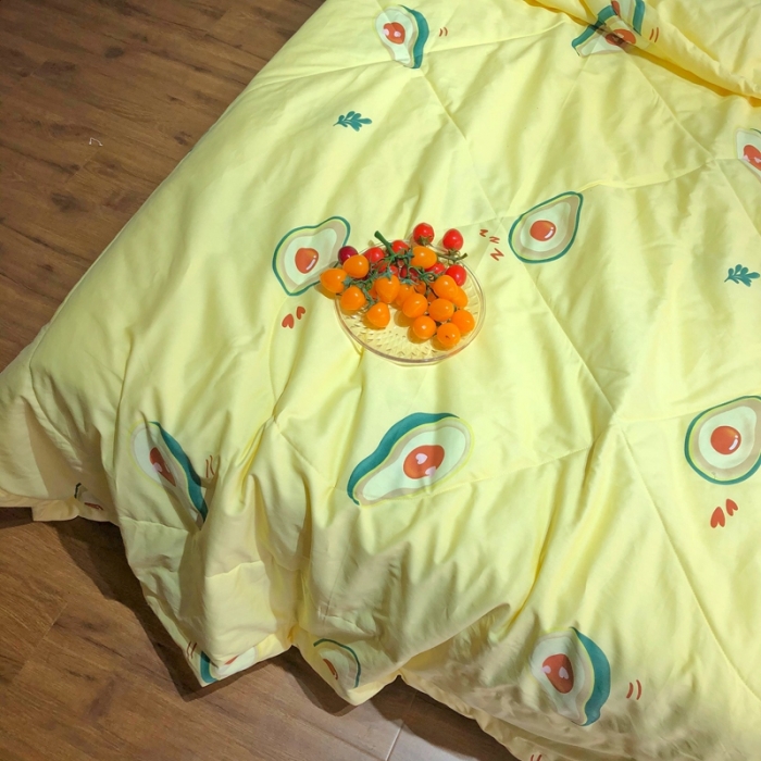 91家纺网 家纺一手货源 找家纺 润缦 2020新款纯棉全棉精梳棉夏被 牛油果黄