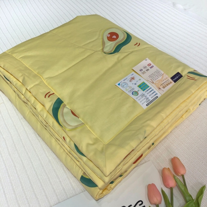 91家纺网 家纺一手货源 找家纺 润缦 2020新款纯棉全棉精梳棉夏被 牛油果黄