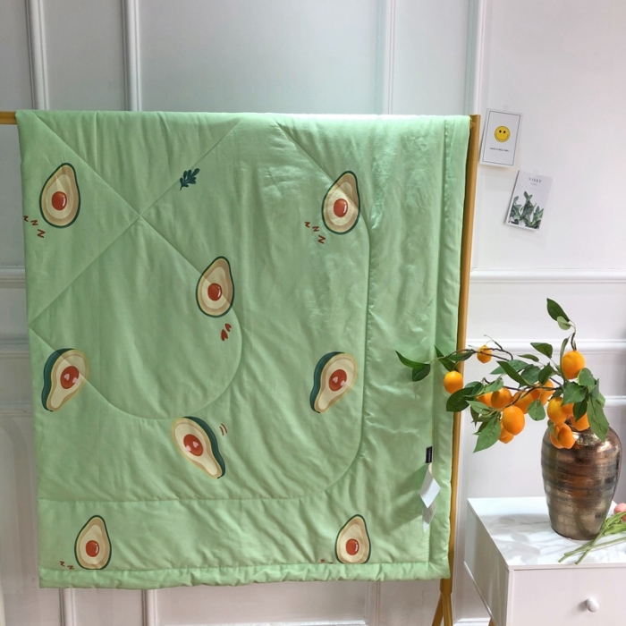 91家纺网 家纺一手货源 找家纺 润缦 2020新款纯棉全棉精梳棉夏被 牛油果绿