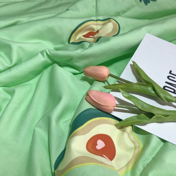 91家纺网 家纺一手货源 找家纺 润缦 2020新款纯棉全棉精梳棉夏被 牛油果绿