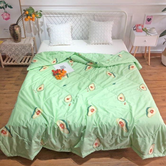 91家纺网 家纺一手货源 找家纺 润缦 2020新款纯棉全棉精梳棉夏被 牛油果绿