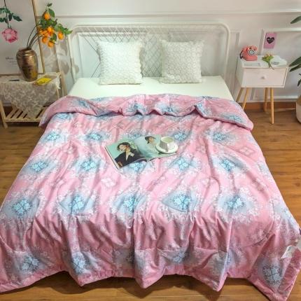 润缦 2020新款纯棉全棉精梳棉夏被 欧花粉