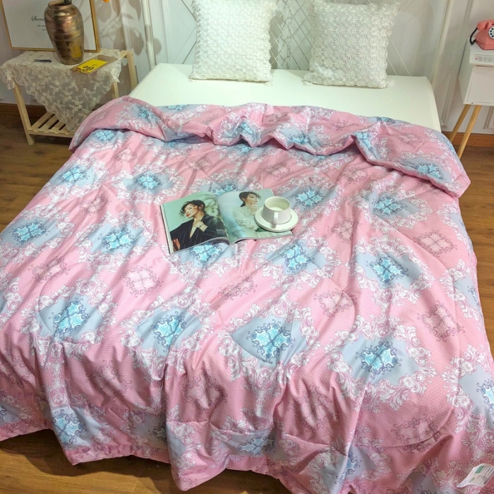 91家纺网 家纺一手货源 找家纺 润缦 2020新款纯棉全棉精梳棉夏被 欧花粉