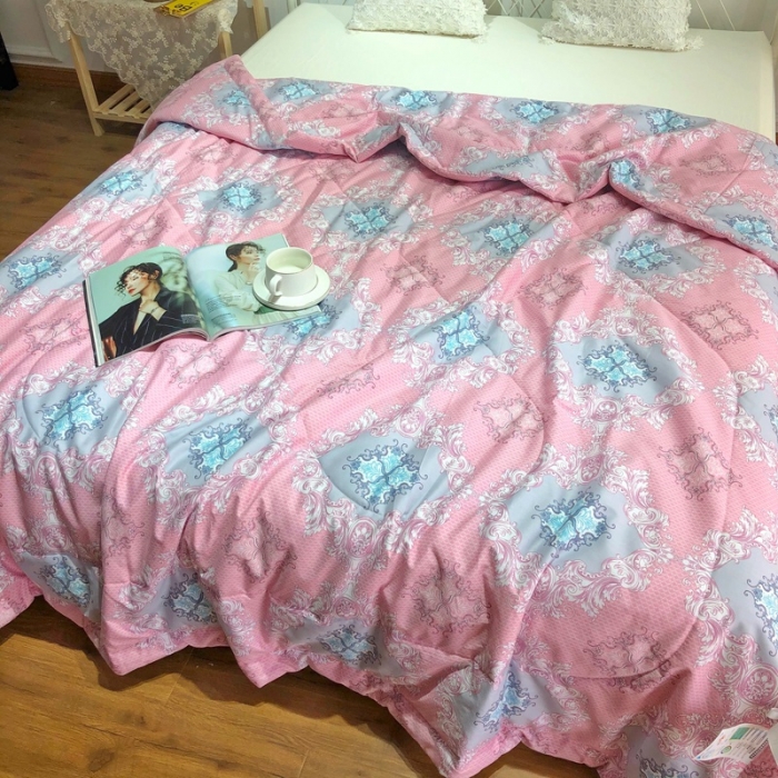 91家纺网 家纺一手货源 找家纺 润缦 2020新款纯棉全棉精梳棉夏被 欧花粉