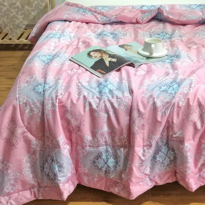 91家纺网 家纺一手货源 找家纺 润缦 2020新款纯棉全棉精梳棉夏被 欧花粉