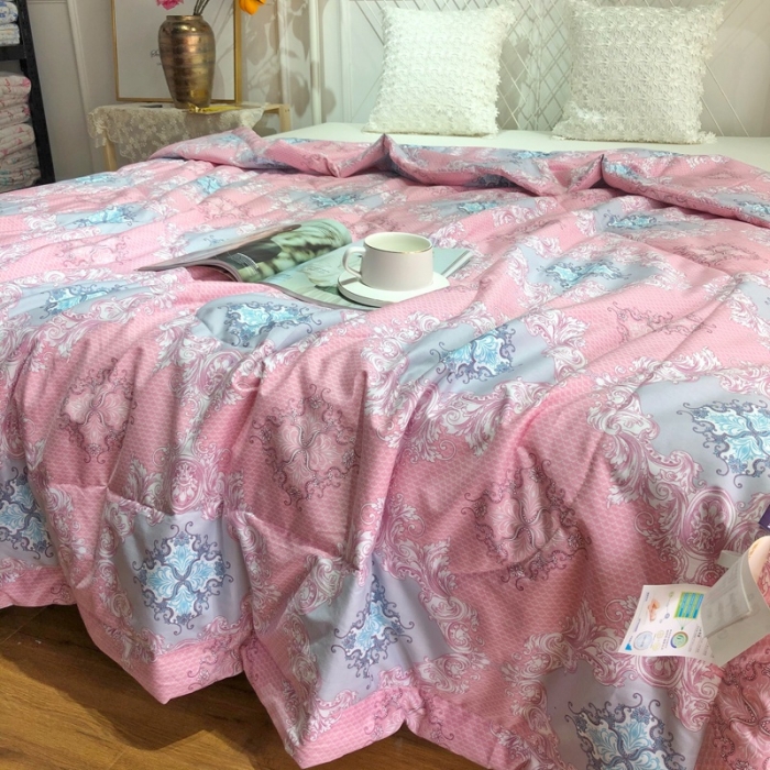 91家纺网 家纺一手货源 找家纺 润缦 2020新款纯棉全棉精梳棉夏被 欧花粉