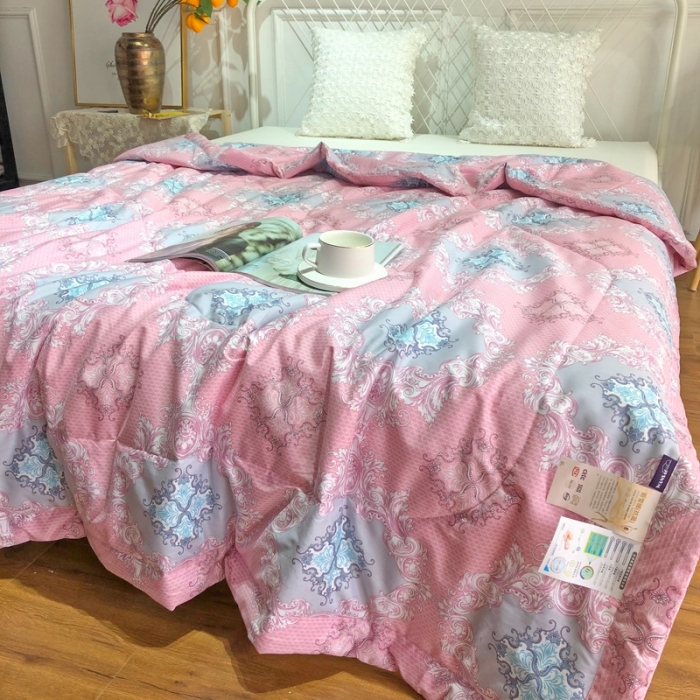 91家纺网 家纺一手货源 找家纺 润缦 2020新款纯棉全棉精梳棉夏被 欧花粉