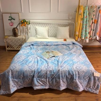 润缦 2020新款纯棉全棉精梳棉夏被 欧花蓝