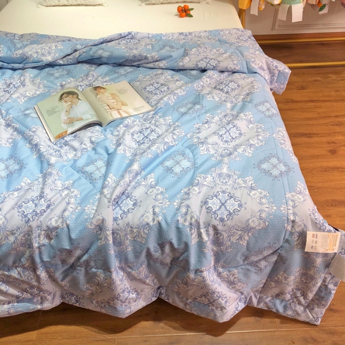 91家纺网 家纺一手货源 找家纺 润缦 2020新款纯棉全棉精梳棉夏被 欧花蓝