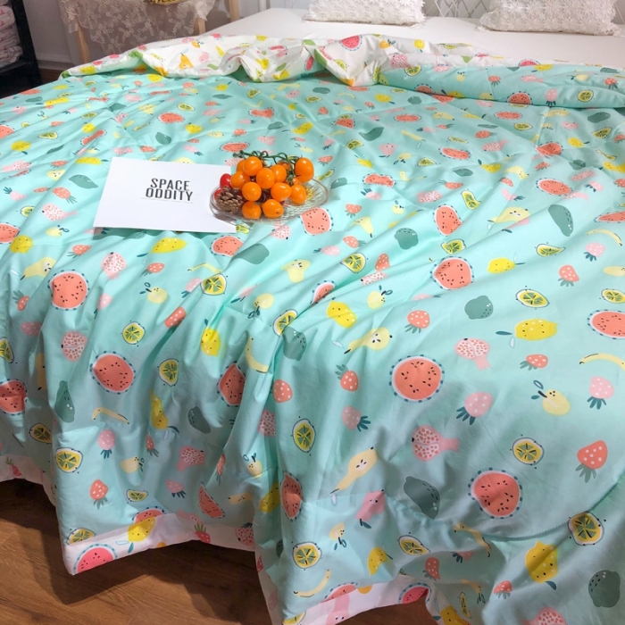 91家纺网 家纺一手货源 找家纺 润缦 2020新款纯棉全棉精梳棉夏被 水果派