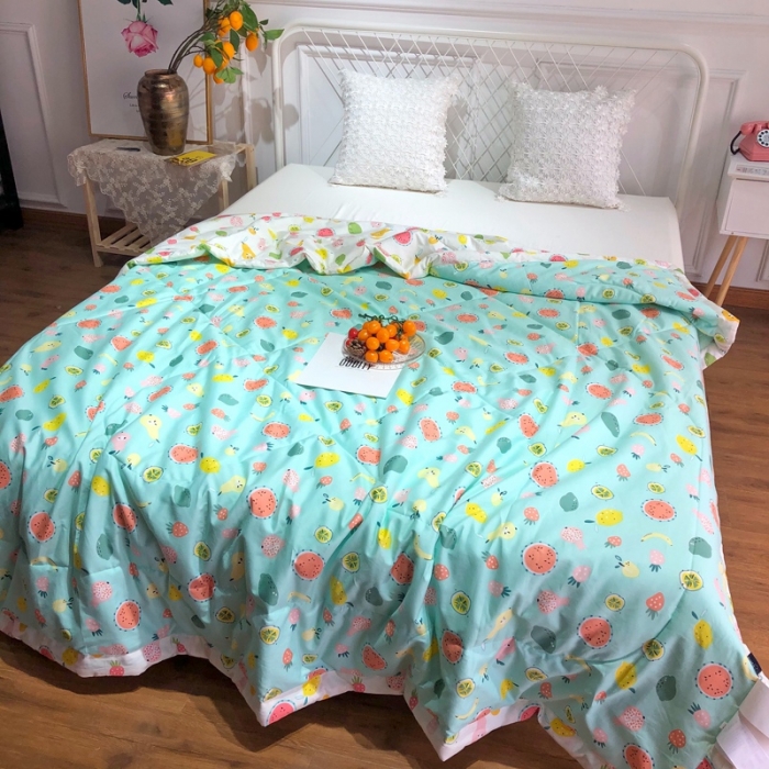 91家纺网 家纺一手货源 找家纺 润缦 2020新款纯棉全棉精梳棉夏被 水果派