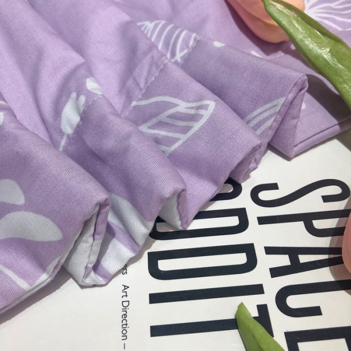 91家纺网 家纺一手货源 找家纺 润缦 2020新款纯棉全棉精梳棉夏被 夏日花朵紫