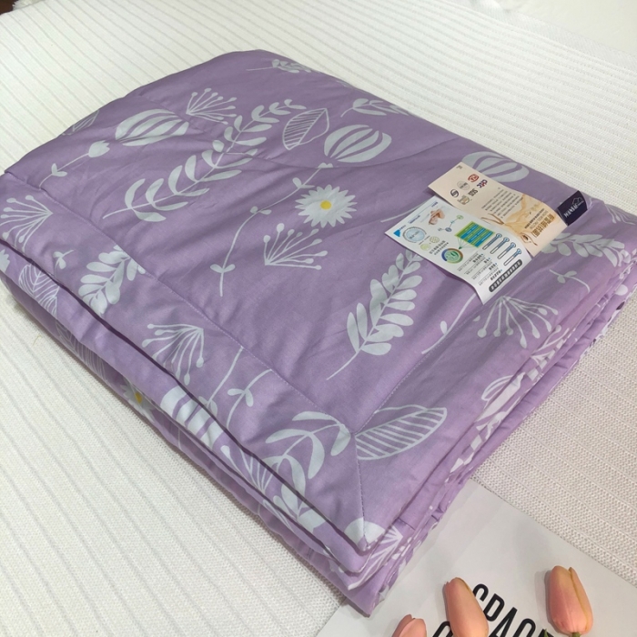 91家纺网 家纺一手货源 找家纺 润缦 2020新款纯棉全棉精梳棉夏被 夏日花朵紫