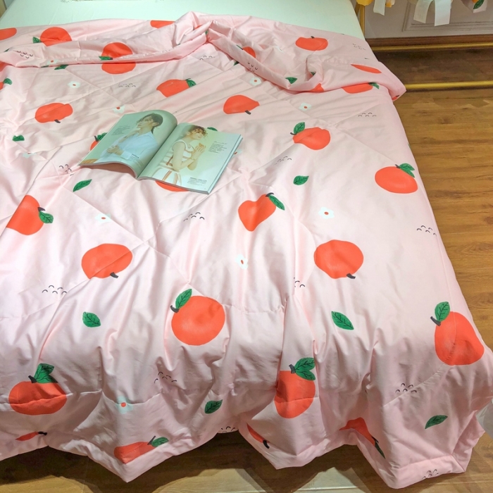 91家纺网 家纺一手货源 找家纺 润缦 2020新款纯棉全棉精梳棉夏被 小橘子粉