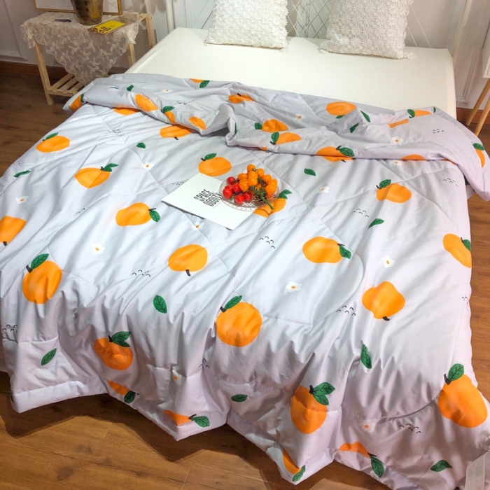 91家纺网 家纺一手货源 找家纺 润缦 2020新款纯棉全棉精梳棉夏被 小橘子灰