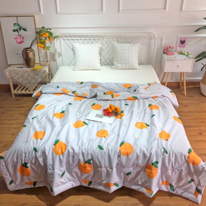 91家纺网 家纺一手货源 找家纺 润缦 2020新款纯棉全棉精梳棉夏被 小橘子灰