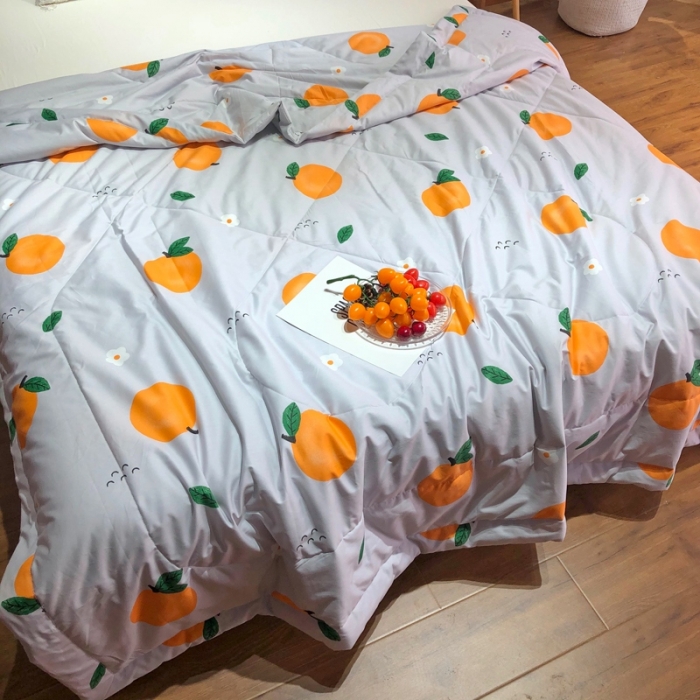 91家纺网 家纺一手货源 找家纺 润缦 2020新款纯棉全棉精梳棉夏被 小橘子灰