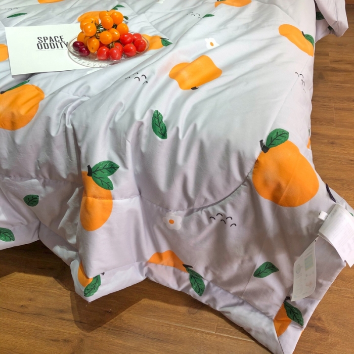 91家纺网 家纺一手货源 找家纺 润缦 2020新款纯棉全棉精梳棉夏被 小橘子灰