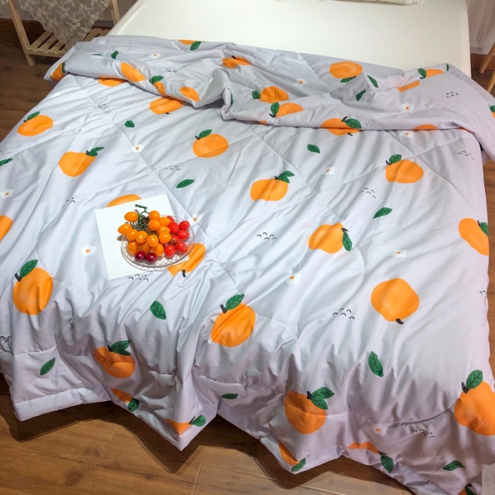 91家纺网 家纺一手货源 找家纺 润缦 2020新款纯棉全棉精梳棉夏被 小橘子灰